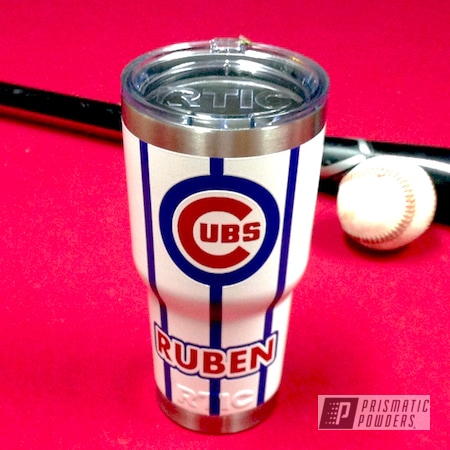 Powder Coating: Baseball,Gloss White PSS-5690,Tumbler,Very Red PSS-4971,Custom Coated YETI Tumbler Cup,Miscellaneous,Chicago Cubs,MLB,Bubba PSS-3042