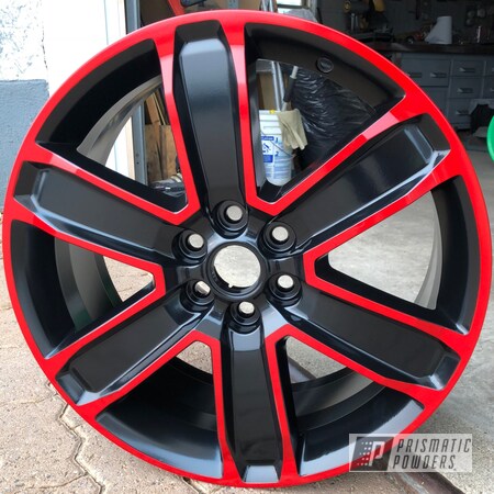 Powder Coating: Chevy,Really Red PSS-4416,Matte Black PSS-4455,20",Automotive,Wheels,Two Tone