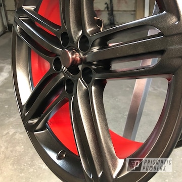 Powder Coated 18 Inch Black And Red Two Tone Wheel