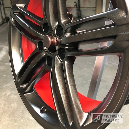 Powder Coating: Really Red PSS-4416,Matte Black PSS-4455,18” Wheel,18",Automotive,Wheels,Two Tone