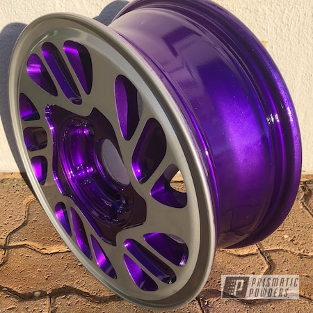 Powder Coating: BMW Silver PMB-6525,15" Wheels,Clear Vision PPS-2974,Automotive,Illusion Violet PSS-4514,Wheels,Two Tone