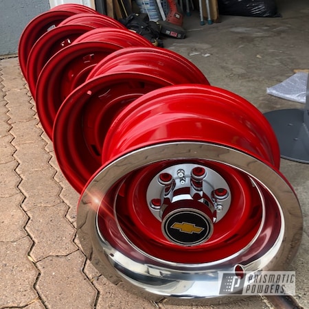 Powder Coating: Chevy,Really Red PSS-4416,Rally Wheels,15" Wheel,15" Wheels,Automotive,Wheels