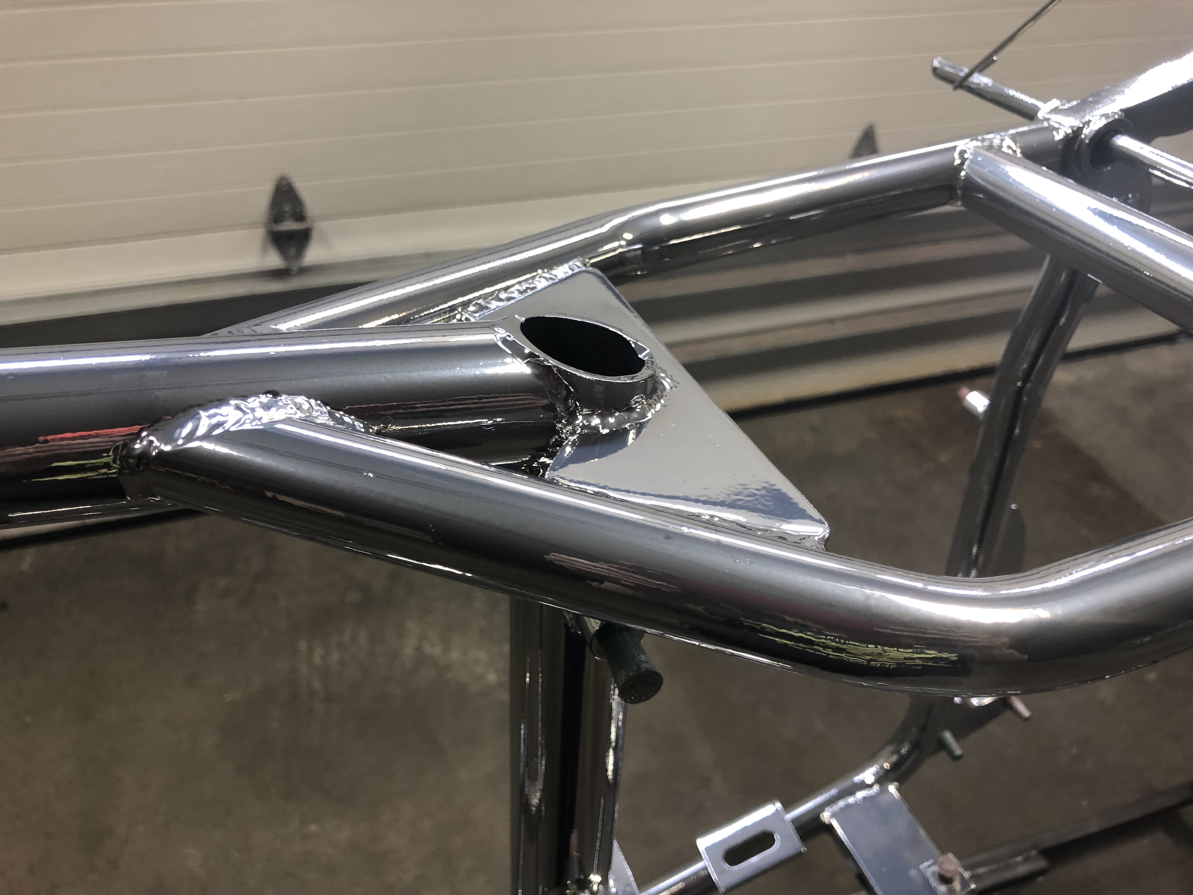 Old Custom Harley Frame coated with Dazzling Red and Super Chrome ...