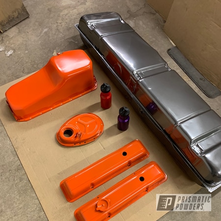 Powder Coating: Chevy,Valve Covers,Automotive Parts,Fuel Tank,Oil Pan,Automotive,Chevy Orange PSS-0163