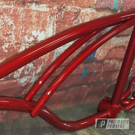 Powder Coating: Vintage Schwinn,candy red,Heavy Silver PMS-0517,Bicycles,Bike Frame,LOLLYPOP RED UPS-1506,Bicycle Frame
