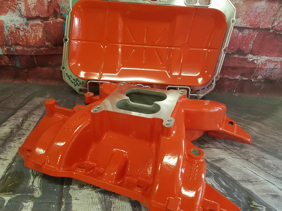 Intake Manifold coated with Hemi Orange | Prismatic Powders