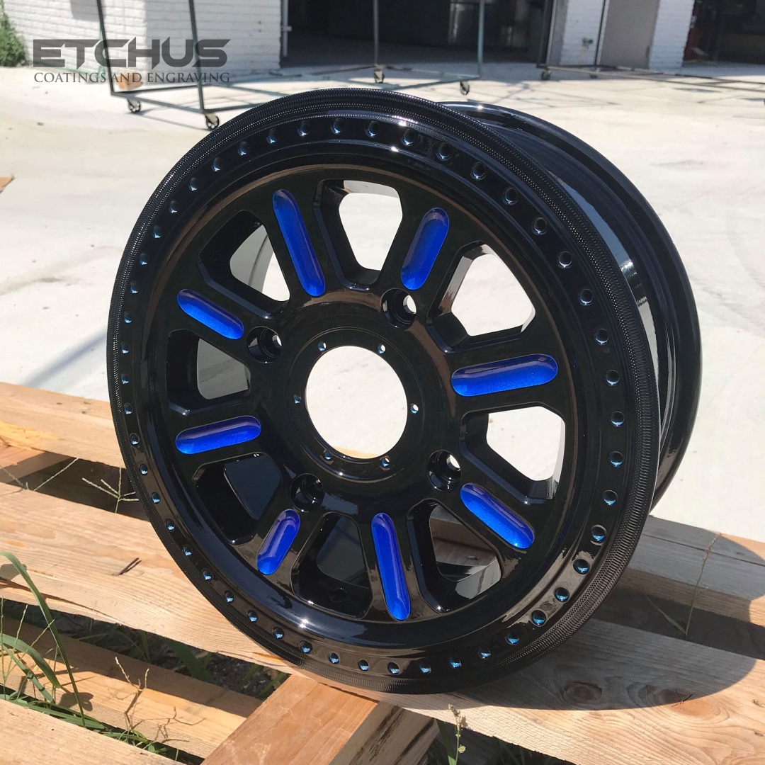 Vision Wheels Rzr Two Tone RZR ATV Wheels with Gloss Black, Illusion Blueberry and Clear ...