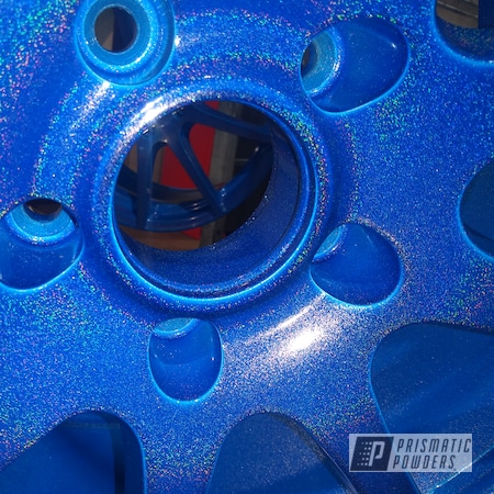 Powder Coating: Wheels,Auto Parts,Automotive,Alloy Wheels,2 Color Application,17s,17" Wheels,Blue Madness PPB-4359,Polar White PSS-5053,Aluminum Wheels