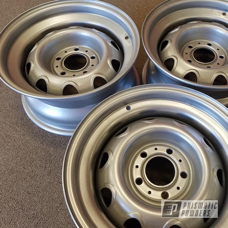Powder Coating: 15" Steel Wheels,15" Wheels,Custom Rims,Automotive,Crushed Silver PMB-1544,Wheels