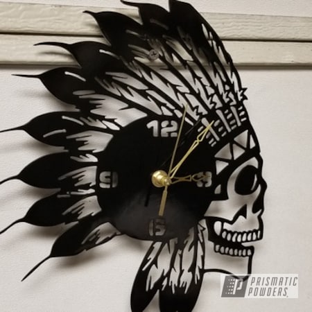 Powder Coating: Ink Black PSS-0106,Metal Art,plasma,Clock,Indian,Custom Clock,Native American