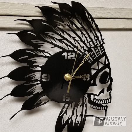 Powder Coating: Ink Black PSS-0106,Metal Art,plasma,Clock,Indian,Custom Clock,Native American