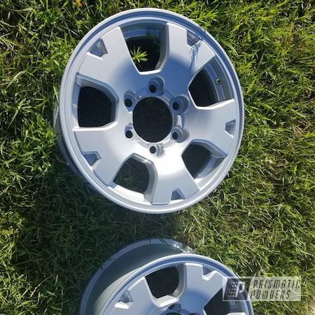 Powder Coating: 2 Stage Application,15" Wheel,Alloy Silver PMS-4983,Clear Vision PPS-2974,Automotive,Aluminum Rims,Wheels