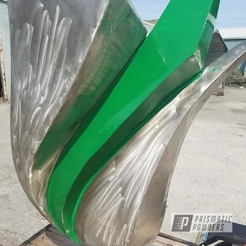 Powder Coated Green Metal Art Sculpture