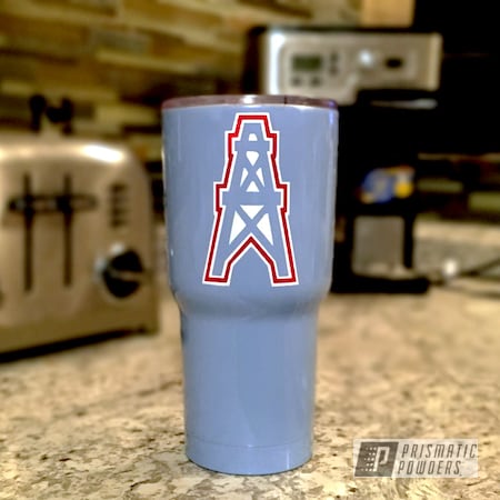 Powder Coating: Really Red PSS-4416,Troll Blue PSS-2657,Tumbler,Miscellaneous,Polar White PSS-5053,Custom Powder Coated Tumbler Cup,NFL Houston Oilers