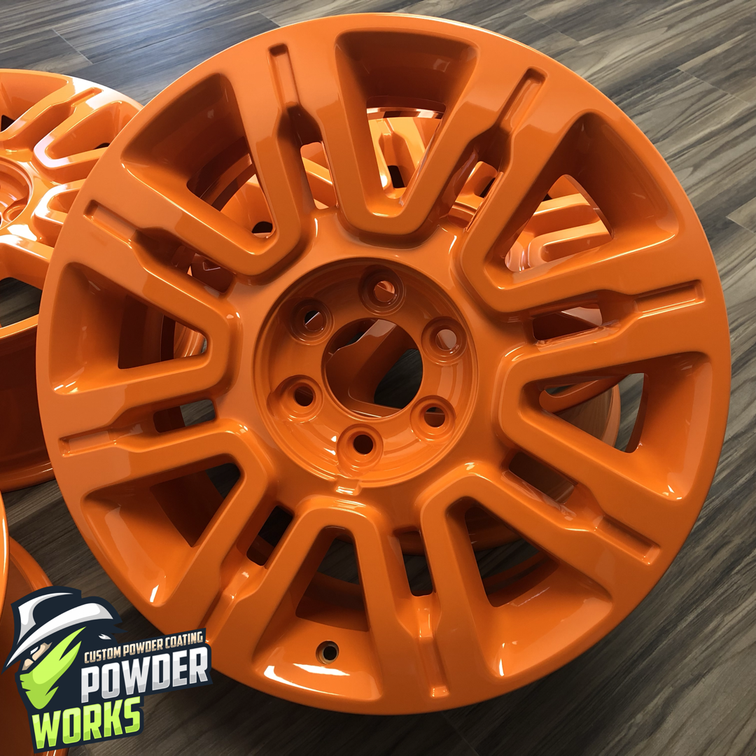 Powder Coated Orange Rims | Prismatic Powders