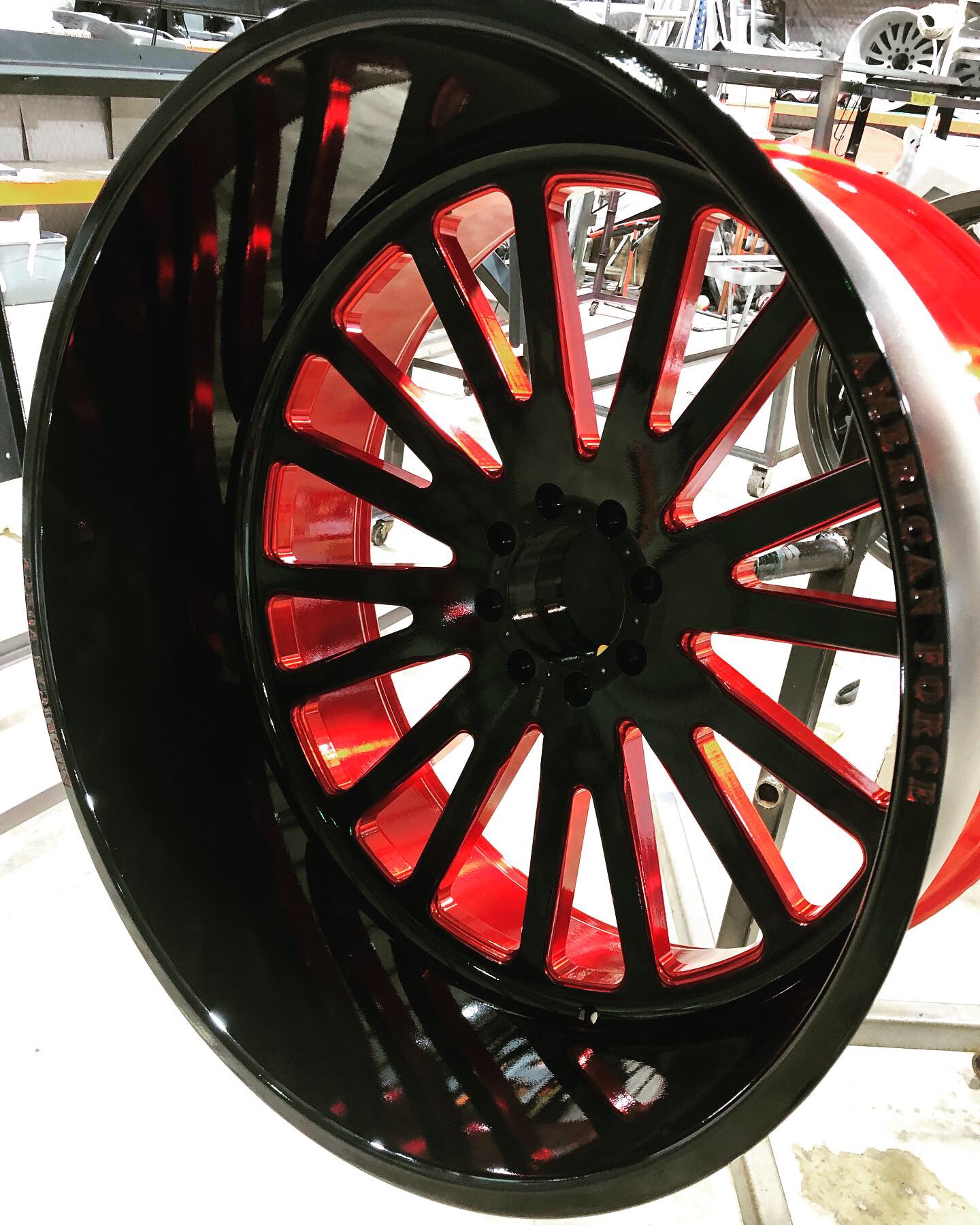 Powder Coated Two Toned Red and Black Wheels | Prismatic Powders