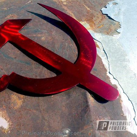 Powder Coating: WILDER RED UPB-4842,Miscellaneous,Art,Hammer and Sickle,Brushed Metal Art,Soviet Union