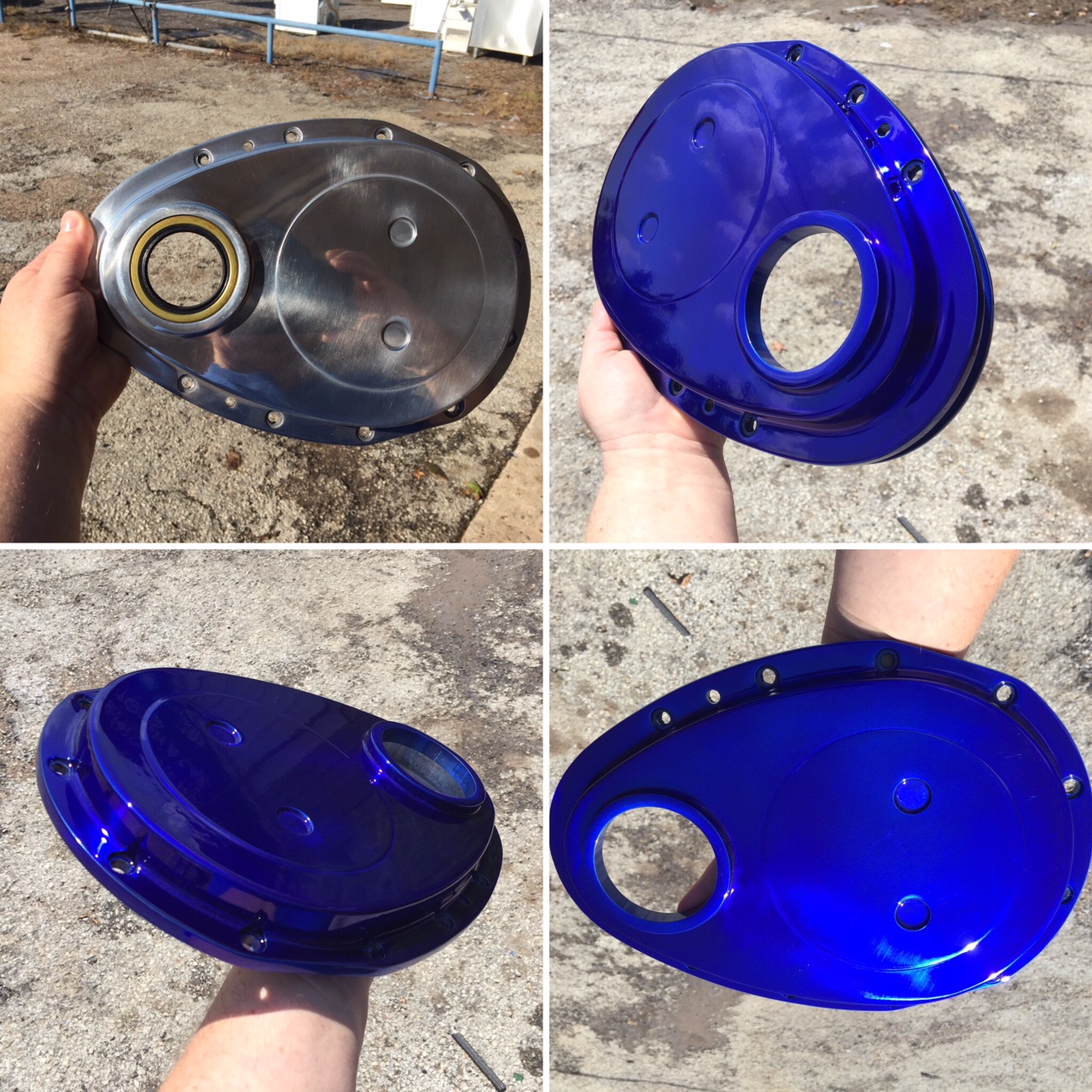 Engine Parts finished in Lollypop Blue | Prismatic Powders