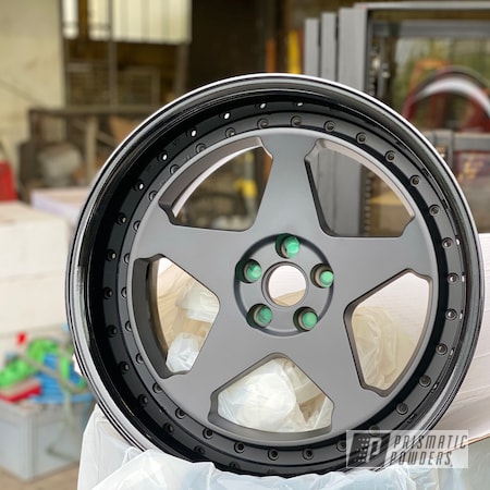 Powder Coating: Wheels,Automotive,Clear Vision PPS-2974,18",Ink Black PSS-0106,18” Wheels,Matte Finish,Casper Clear PPS-4005