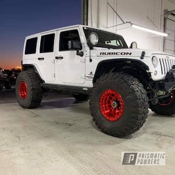 Powder Coated Red 17 Inch Kmc Jeep Rubicon Wheels