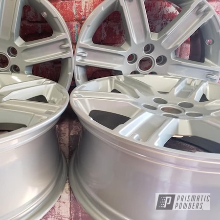 Powder Coating: Wheels,19" Wheels,19",Automotive,Clear Vision PPS-2974,2 Stage Application,19" Aluminum Rims,Alloy Silver PMS-4983