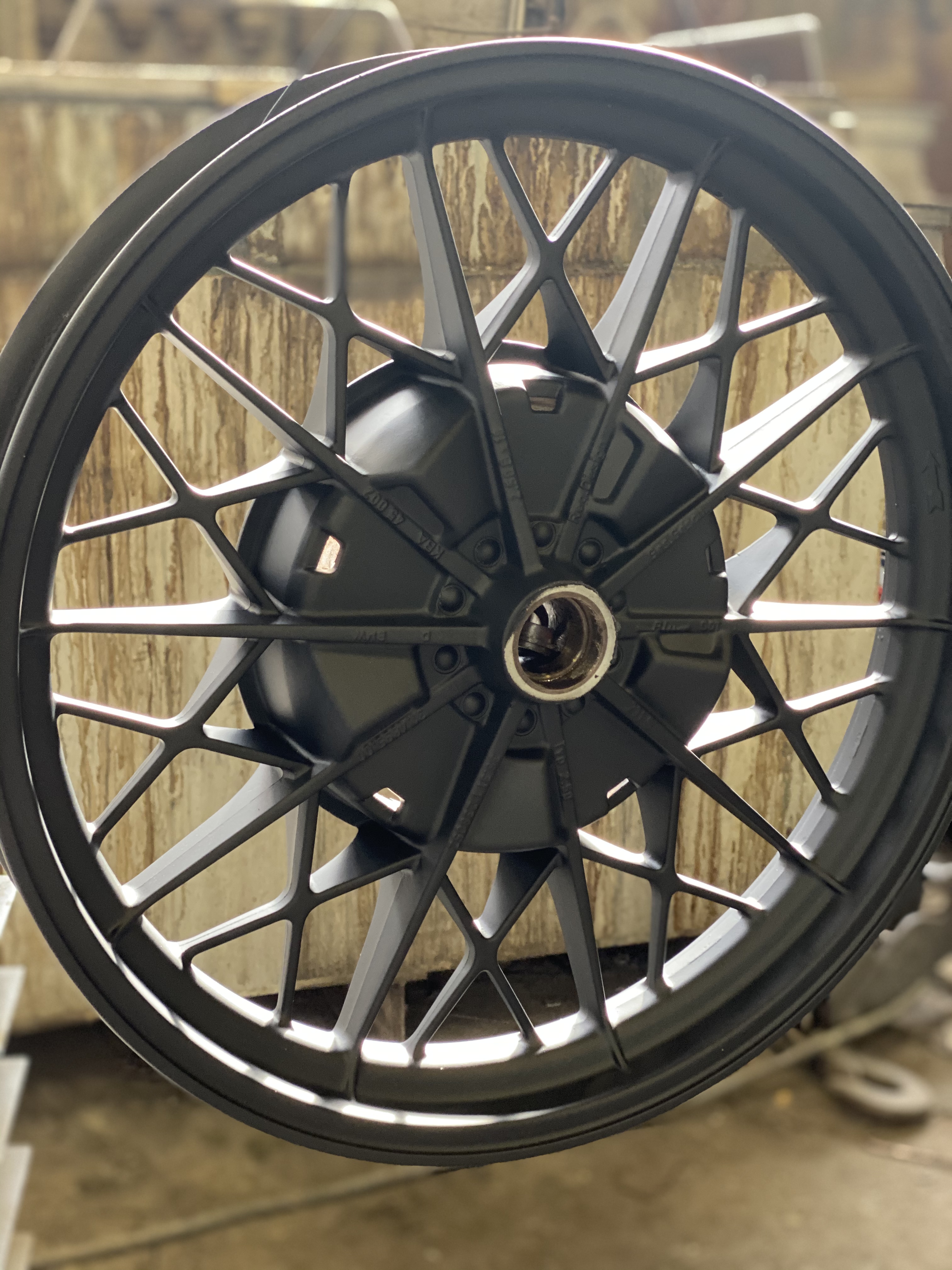 BMW Motorcycle Wheels finished in Ink Black and Casper Clear