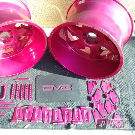 Powder Coating: Wheels,Automotive,Clear Vision PPS-2974,Illusion Pink PMB-10046,Wheels and Accents