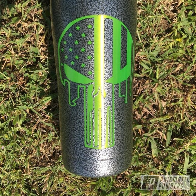 Powder Coated Gren And Silver American Punisher Tumbler