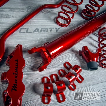 Red Chevy Camaro Suspension And Driveshaft Parts