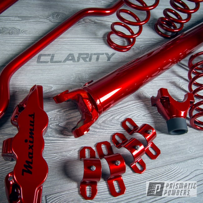 Red Chevy Camaro Suspension And Driveshaft Parts