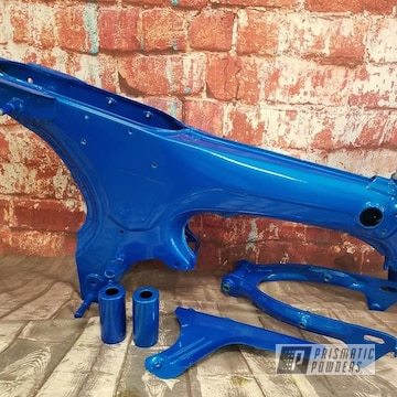 Powder Coated Blue Honda Motorcycle Frame And Parts