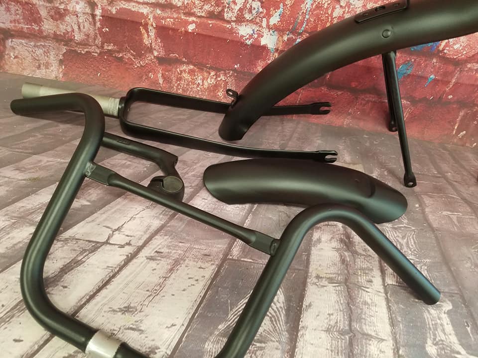 Vintage Schwinn Bike Parts done in Black Jack | Prismatic Powders Vintage Schwinn Bike Parts done in Black Jack | Prismatic Powders