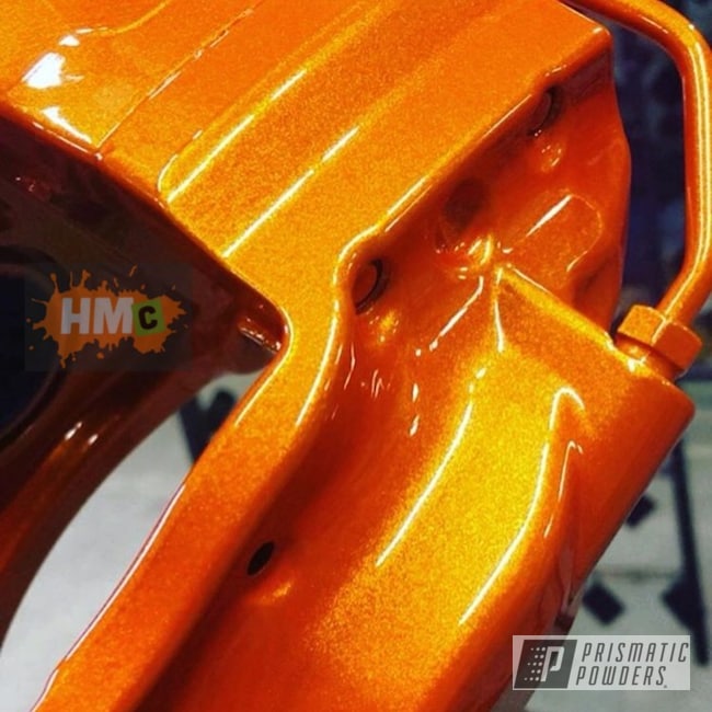 Powder Coated Orange Automotive Brake Caliper