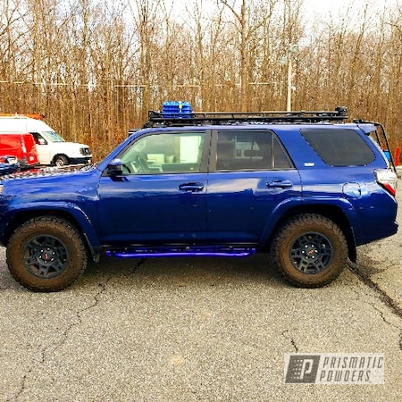 Powder Coating: Color Match,Automotive,SUPER CHROME USS-4482,2 Stage Application,Running Boards,Toyota,Intense Blue PPB-4474,4runner