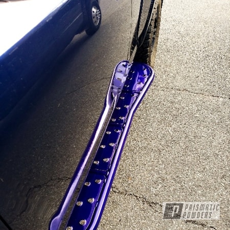 Powder Coating: Running Boards,Intense Blue PPB-4474,2 Stage Application,Toyota,SUPER CHROME USS-4482,Color Match,Automotive,4runner