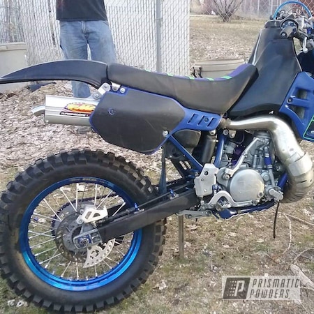 Powder Coating: Sable Royal Blue PMB-2146,Ink Black PSS-0106,Motorcycles,Custom Motorcycle,Dirt Bike Frame,Dirt Bike Rims,Motocross