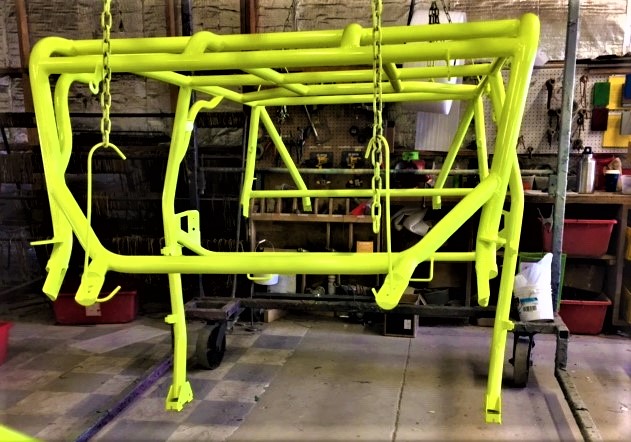 Custom Polaris RZR Frame finished with Neon Yellow | Prismatic Powders