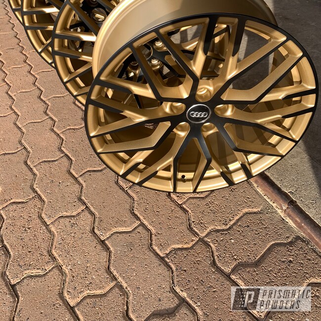 Two Tone Audi R8 Wheels With Poly Gold And Matte Black
