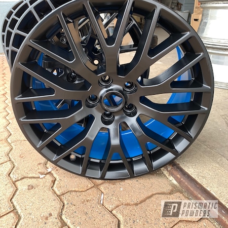 Powder Coating: Playboy Blue PSS-1715,Ford,Ford Mustang,BLACK JACK USS-1522,Automotive,Wheels,Two Tone