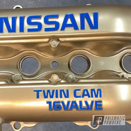 Powder Coating: Nissan,Valve Cover,Ford Dark Blue PSB-4624,Poly Gold PMB-4211,Two Tone