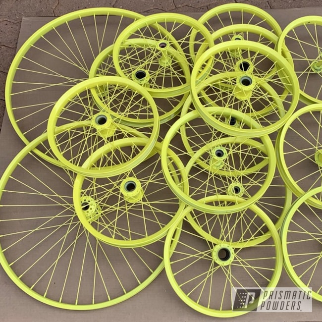 Powder Coated Yellow Custom Bicycle Wheels