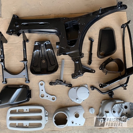 Powder Coating: Motorcycles,BMW Silver PMB-6525,Matte Black PSS-4455,Yamaha,Restoration,Automotive