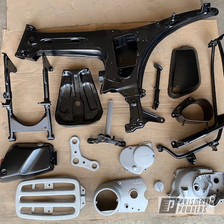 Powder Coating: Motorcycles,BMW Silver PMB-6525,Matte Black PSS-4455,Yamaha,Restoration,Automotive