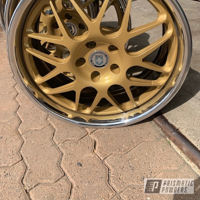 Powder Coated 3 Piece Chrome And Gold Hre Wheels