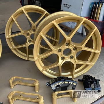 Powder Coated Black And Gold Corvette Calipers And Wheels