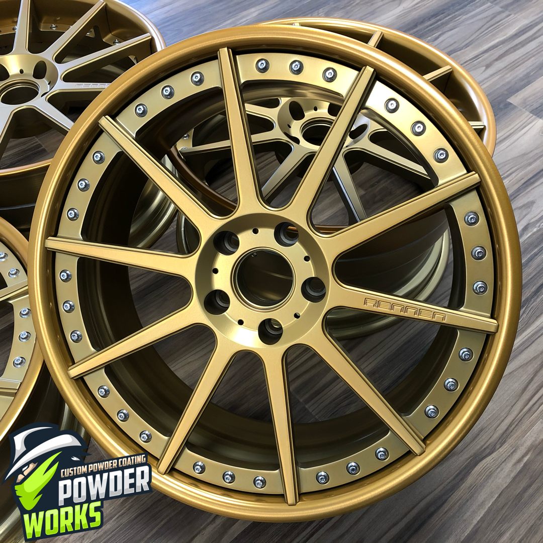 Two Piece Wheels coated in Matte Clear, Super Chrome and Anodized Gold ...