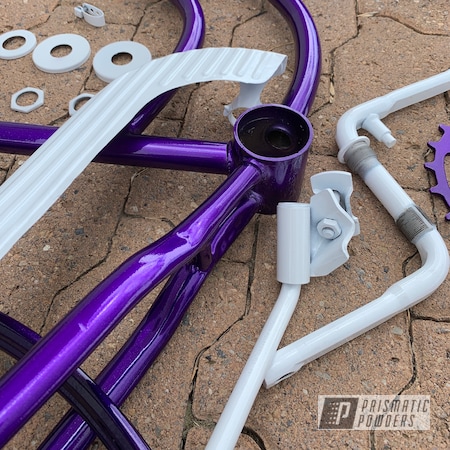 Powder Coating: Cloud White PSS-0408,Matte Black PSS-4455,Bicycles,Clear Vision PPS-2974,Bicycle Parts,Illusion Violet PSS-4514,Poly Gold PMB-4211