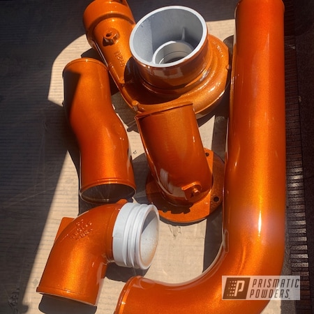 Powder Coating: Automotive,Turbo Parts,Clear Vision PPS-2974,Caterpillar,Illusion Tangerine Twist PMS-6964