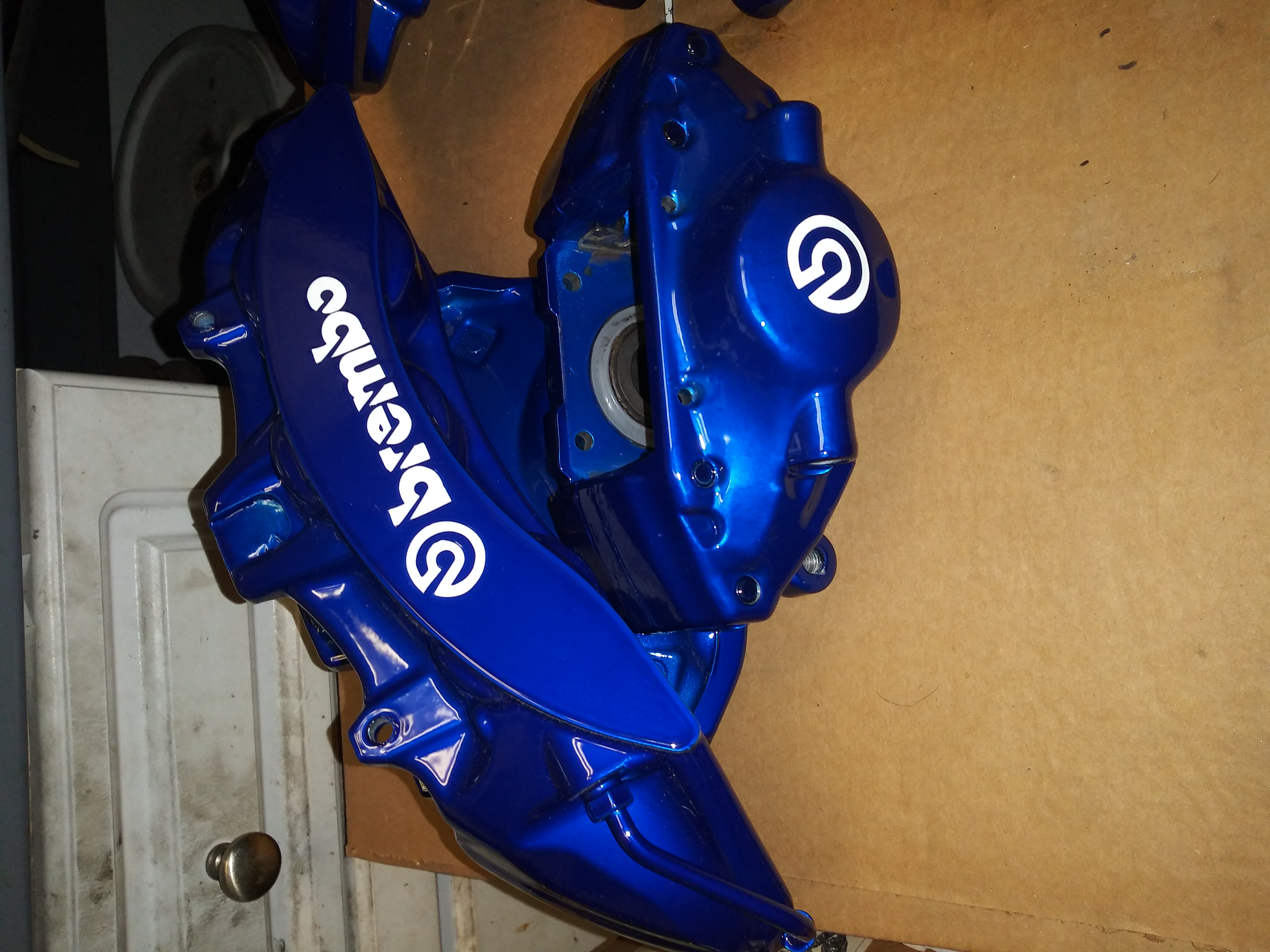 Calipers Blue Color Brembo Brake Calipers in Cheater Blue and Super Chrome | Prismatic Powders