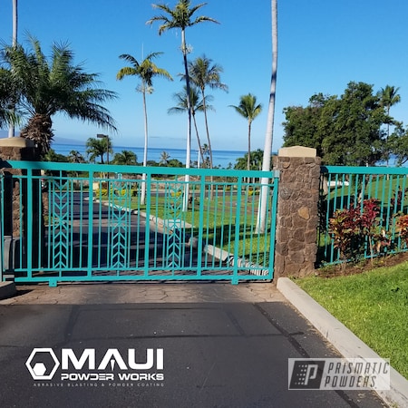 Powder Coating: Maui Blue PPB-5210,Gates,Resort,Driveway Gates,Miscellaneous,Commercial,Architectural,RAL 6033 Mint Turquoise